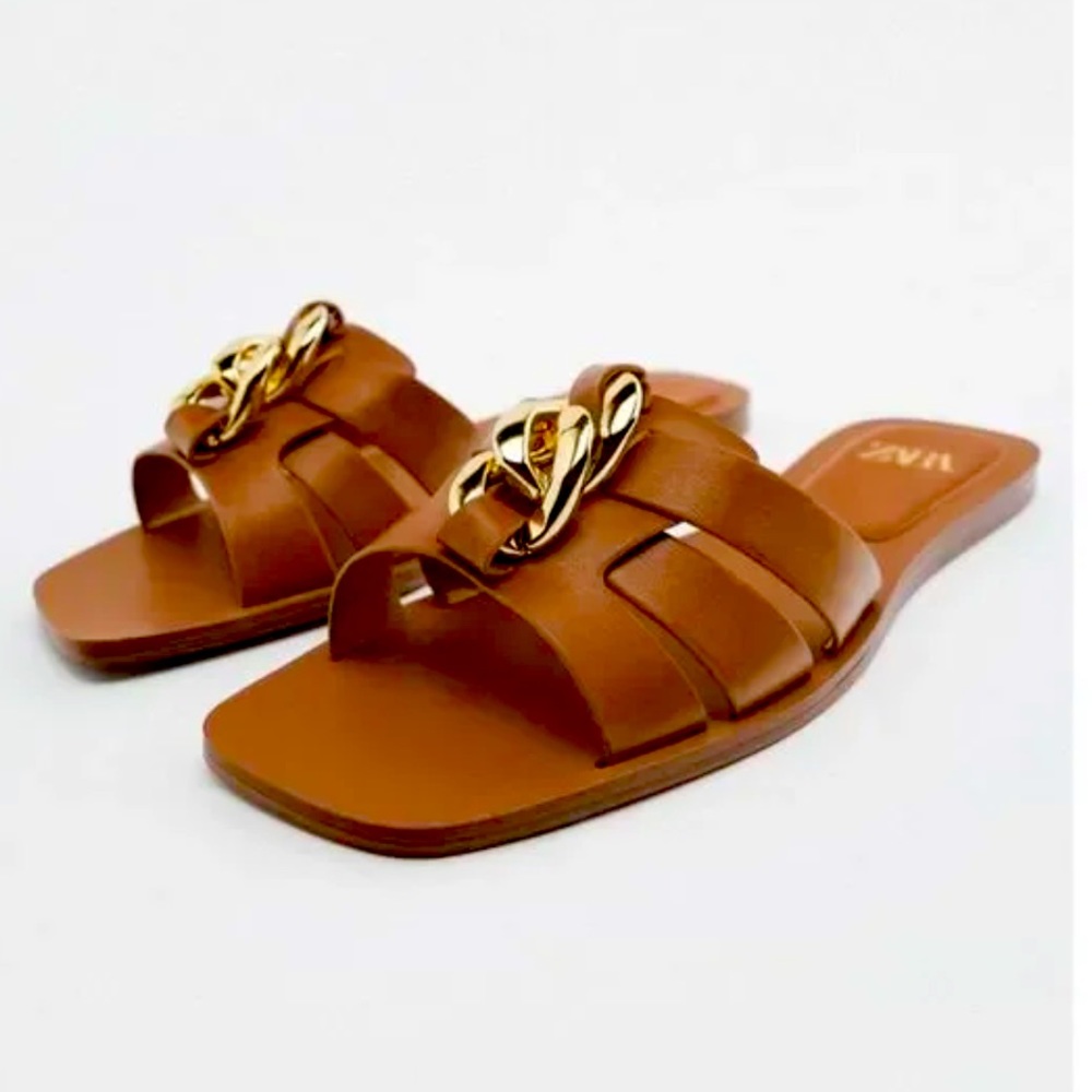 Zara Brown Chain Sandal